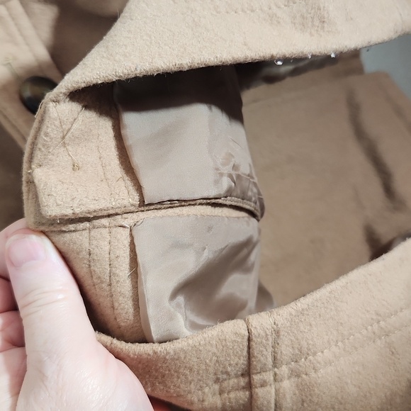 Old Navy Coat Pea Coat Medium Wool Blend Creme Carmel Light Brown Tan - Picture 5 of 14